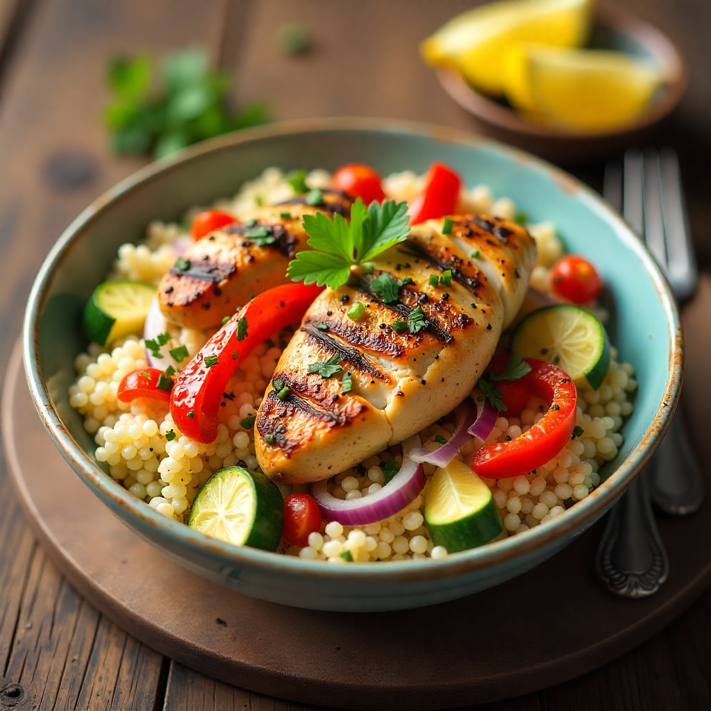 Fresh Grill Mediterranean Lunch Bowl with Chicken and Vegetables